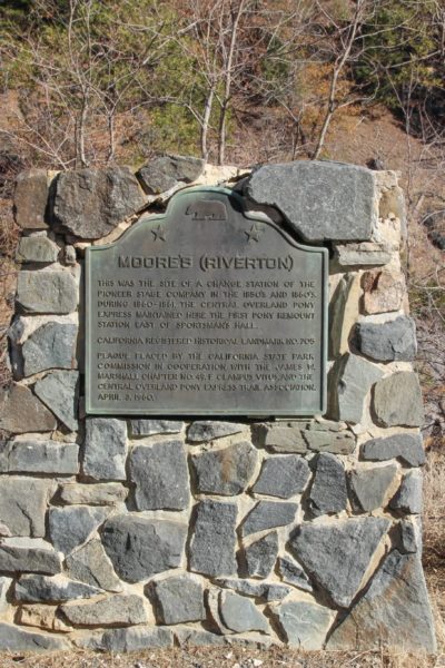 Moore's Pony Express Station Riverton Ghost Town California Kyburz Memorial Sign