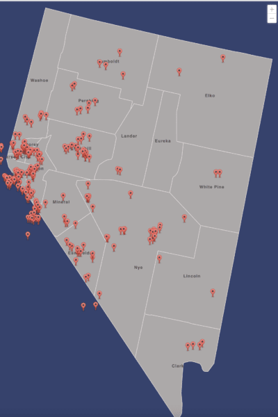 Interactive map Nevada Ghost Towns