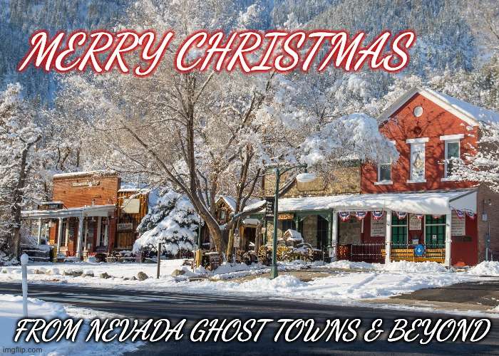Genoa Nevada Ghost Town NV Douglas County Carson Valley in snow Masonic hall and Nevada's oldest thirst parlor. 