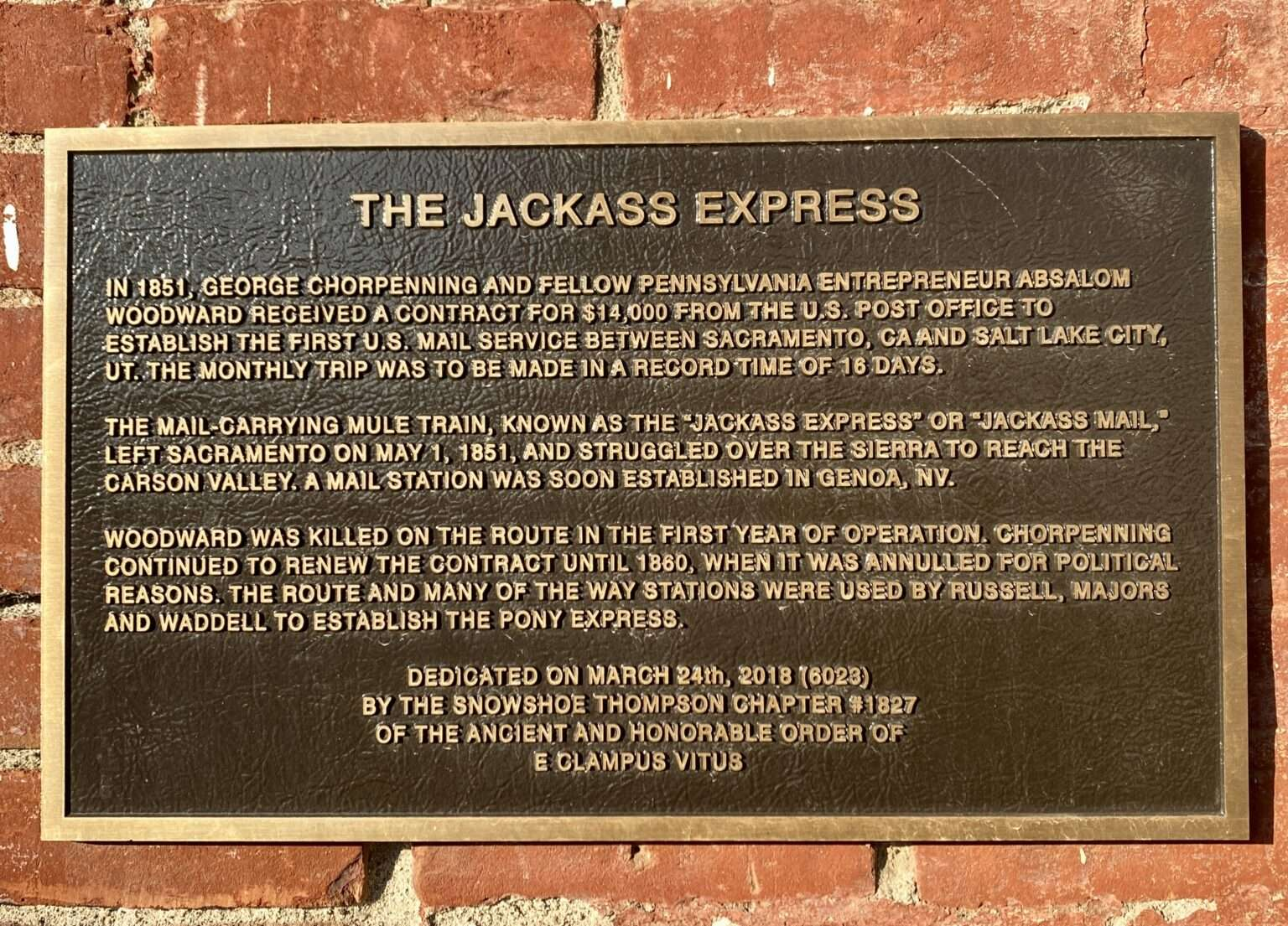 Jackass Express Marker Genoa Nevada